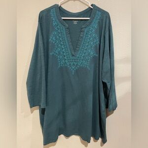 Teal Embroidered Women's Top